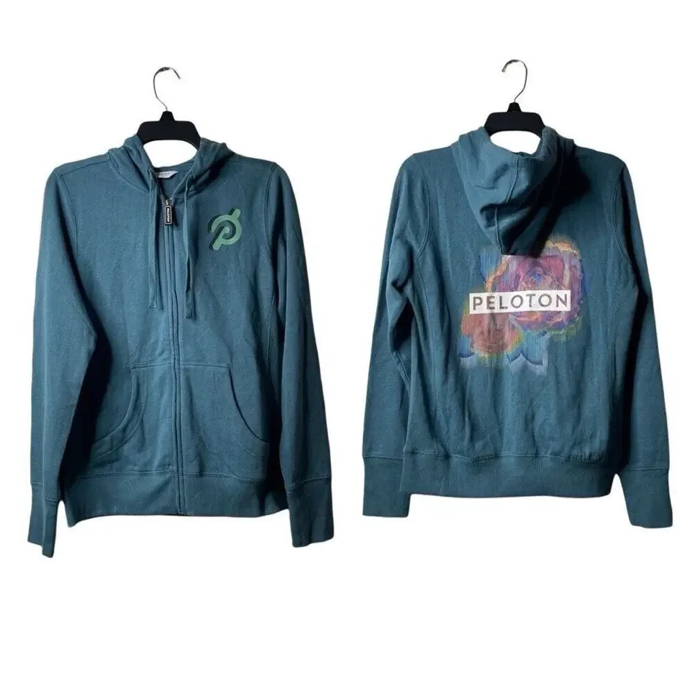 Peloton Activewear Digi Bloom Lightweight Full Zip Up‎ Hoodie Sweatshirt Medium